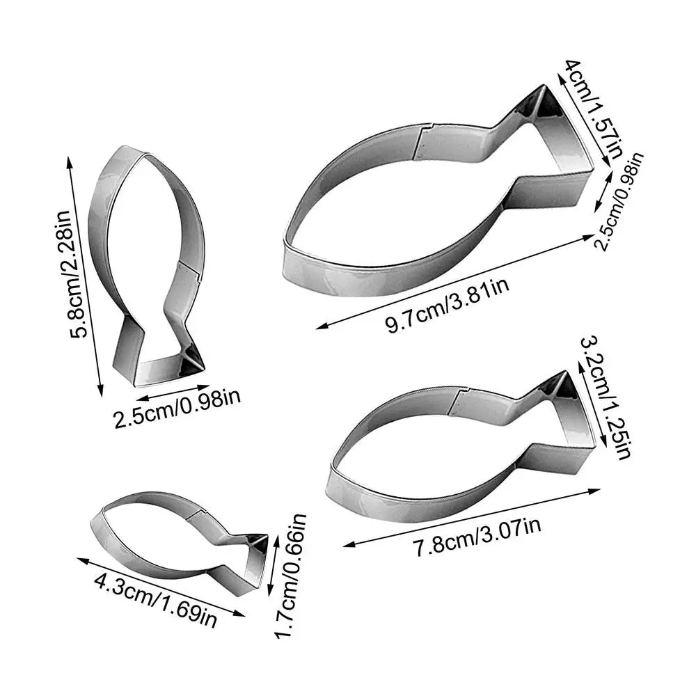 4 PCS Fish Cookie Cutters – Stainless Steel Baking Molds