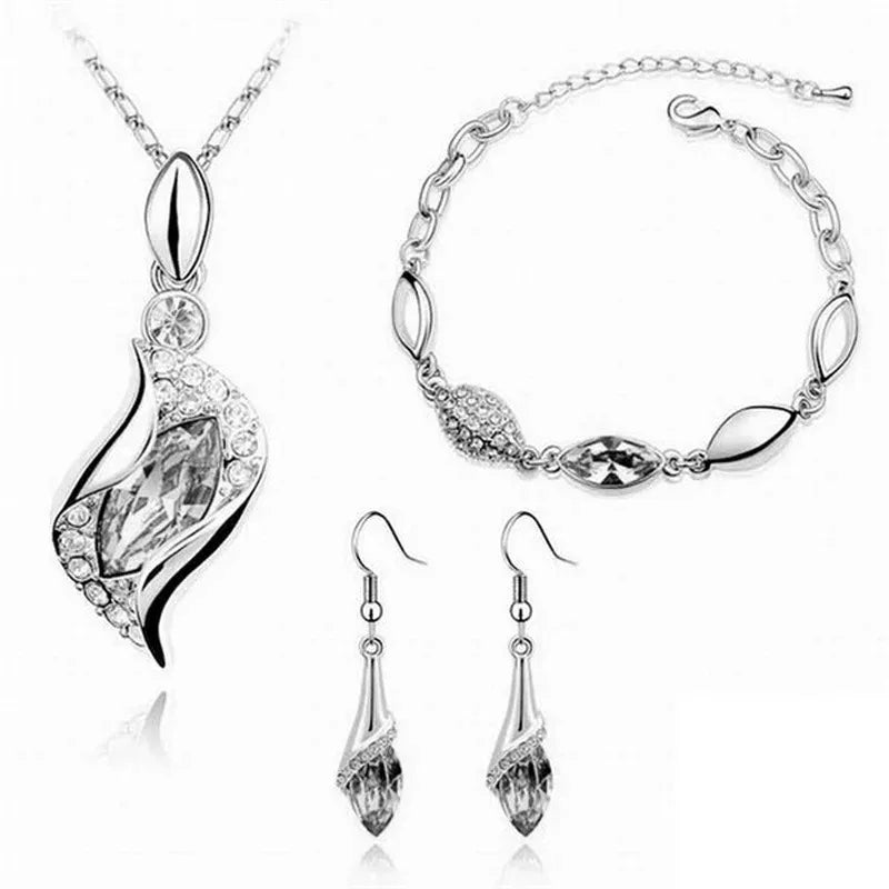 Gold-Filled Austrian Crystal Drop Necklace & Earring Set