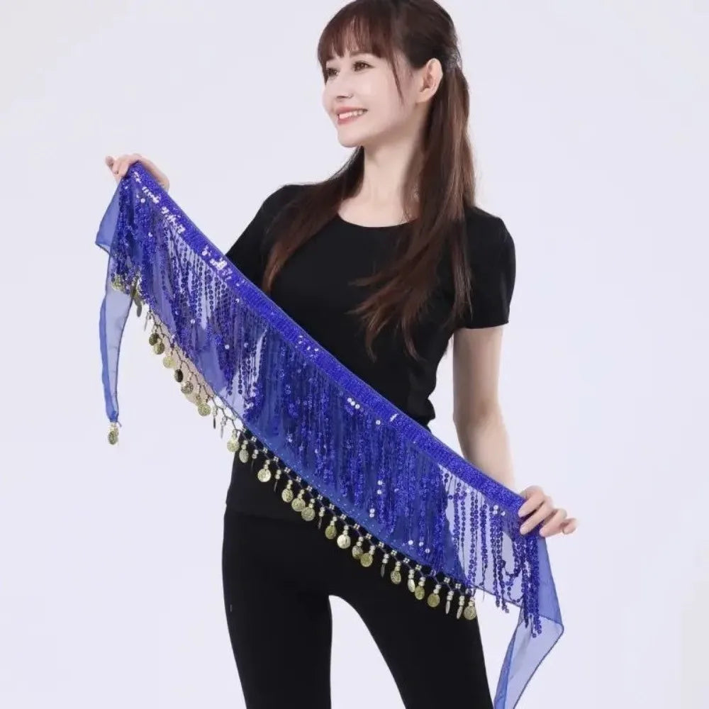 Sequin Belly Dance Hip Scarf – Tassel Fringe Waist Belt Skirt Dance Hip Scarf Nixie