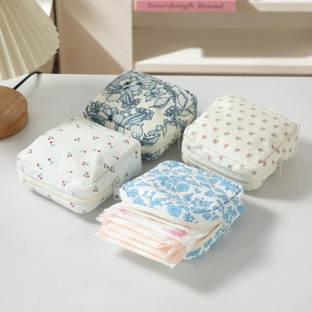 Mini Corduroy Makeup Bag – Portable Square Cosmetic Pouch