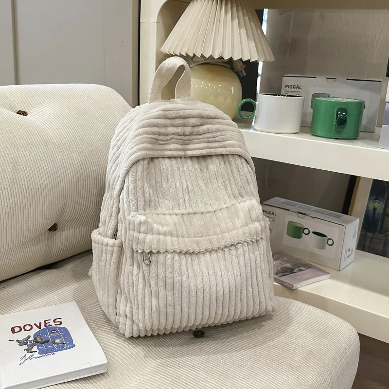 Women's Korean Corduroy Backpack – Stylish School Bag Corduroy Backpack Nixie