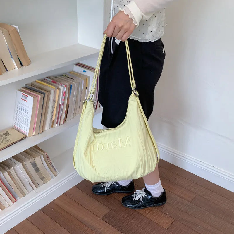 Korean Floral Embroidered Canvas Tote Bag | Large Shoulder Bag Canvas Tote Bag Nixie