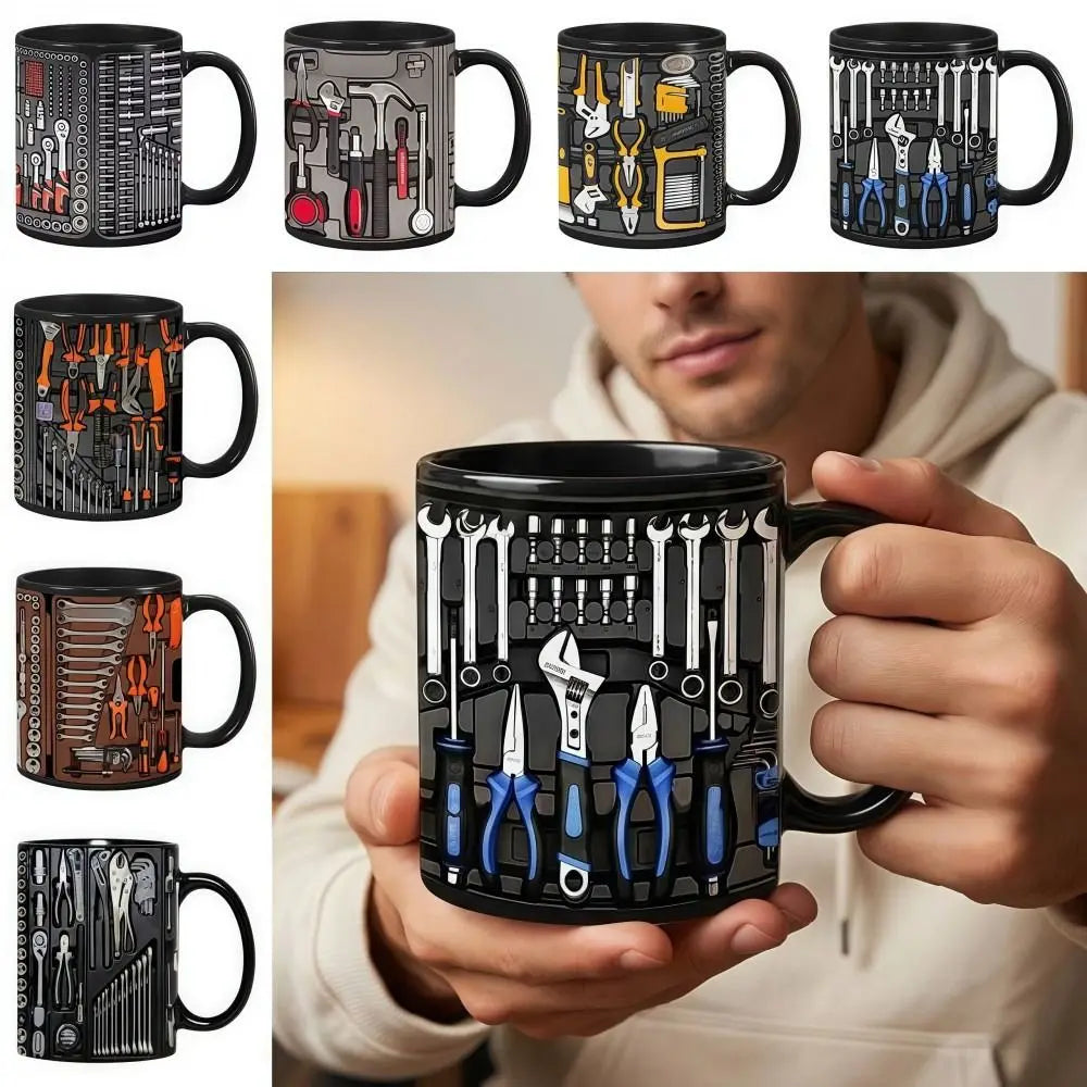 Mechanic Wrench Ceramic Coffee Mug 11oz | Tool Pattern Gift Novelty Coffee Mug Nixie