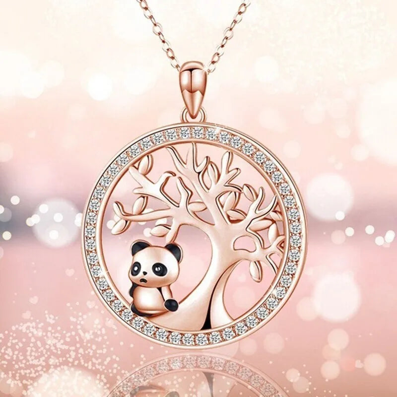 Panda Simulated Opal Bamboo Pendant Necklace | Women's Fashion Pendant Necklace Nixie