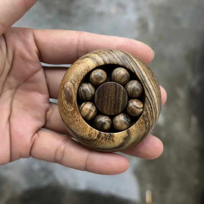 Wooden Rotating Bead Fidget Spinner – Carved Natural Wood Toy Wooden Fidget Spinner Nixie
