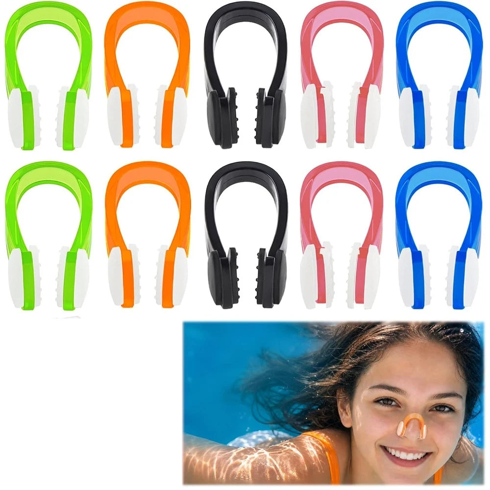 Swimming Nose Clips 10 Pack – Silicone Nose Plugs & Storage Case