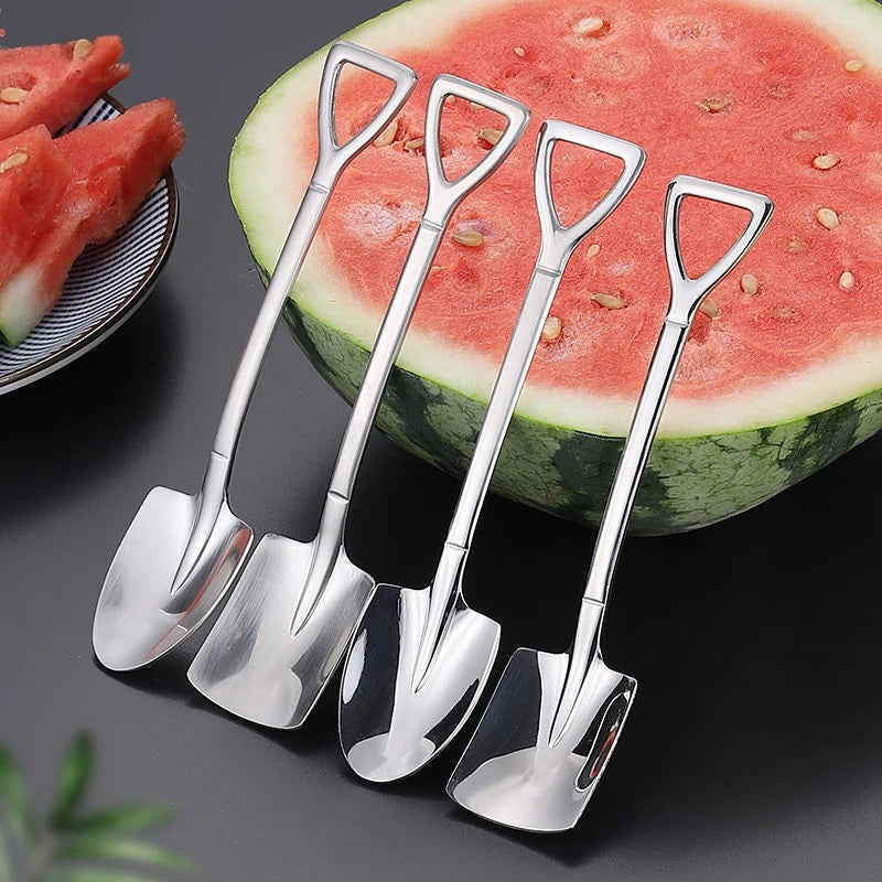 Stainless Steel Shovel Spoons – Coffee & Dessert Cutlery Dessert Spoon Set Nixie
