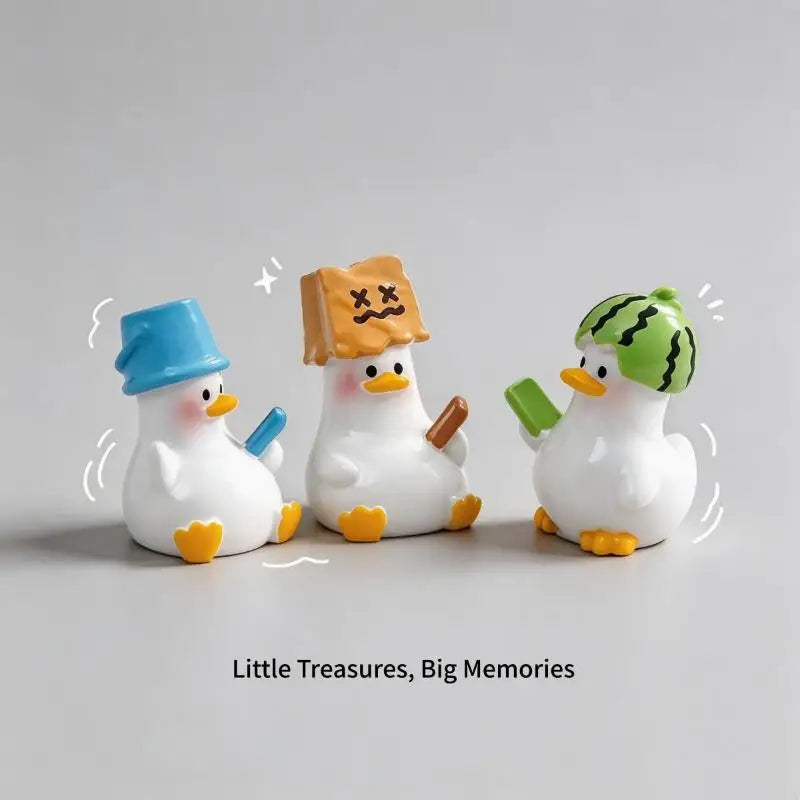 5PCS Mini Resin Duck Figurines Fairy Garden & Desk Décor Set Miniature Figurine Set Nixie