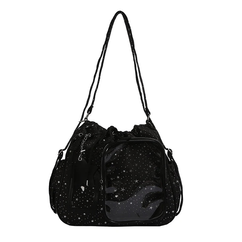 Star Print Drawstring Backpack – Large Crossbody Bag for Girls Drawstring Backpack Nixie