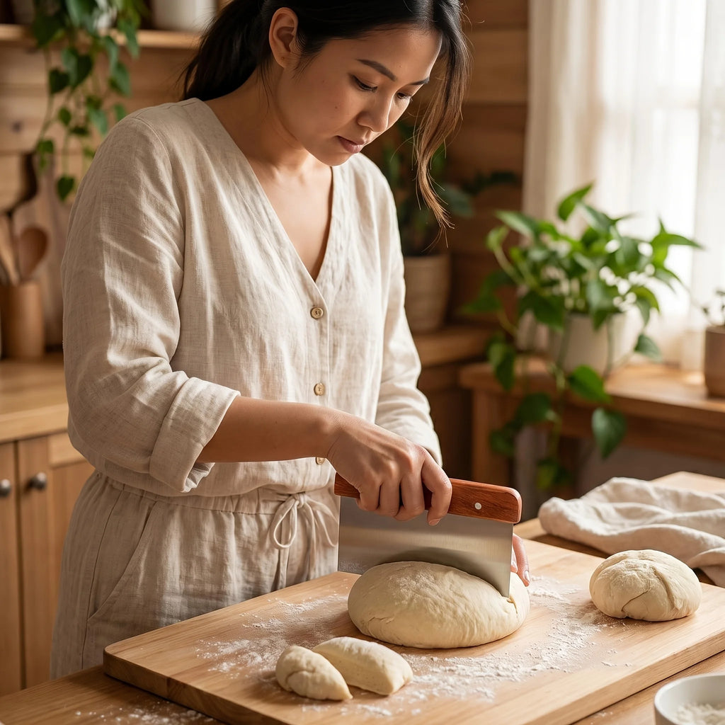 Wooden Handle Stainless Steel Dough & Bench Scraper Bench Scraper Nixie