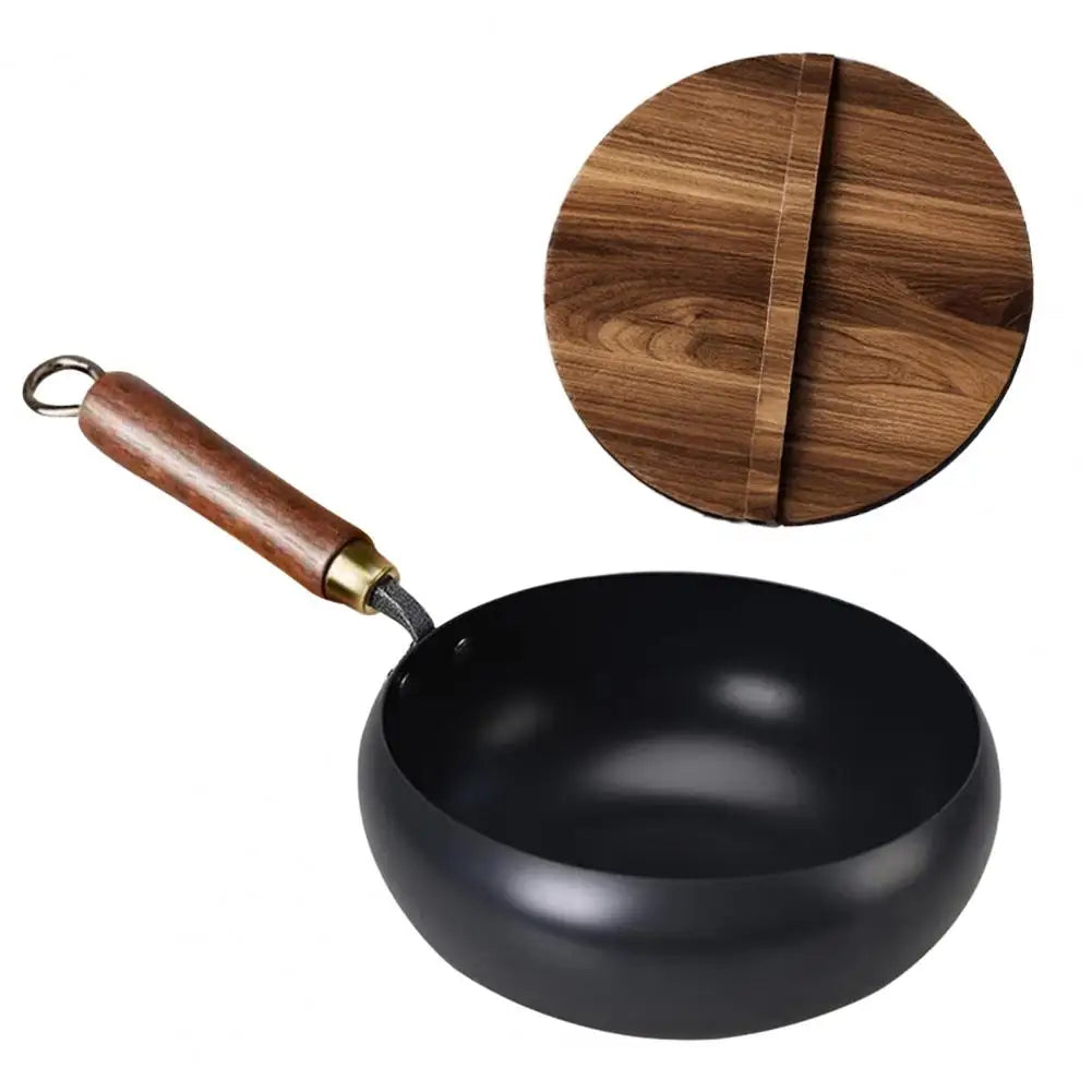 Forged Iron Wok with Wooden Lid – Nonstick, All Stovetops Iron Wok Nixie M