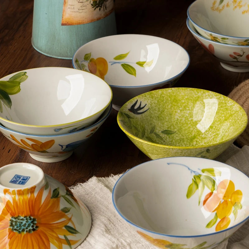 Jingdezhen Handmade Ceramic Bamboo Hat Bowl – Underglaze Color
