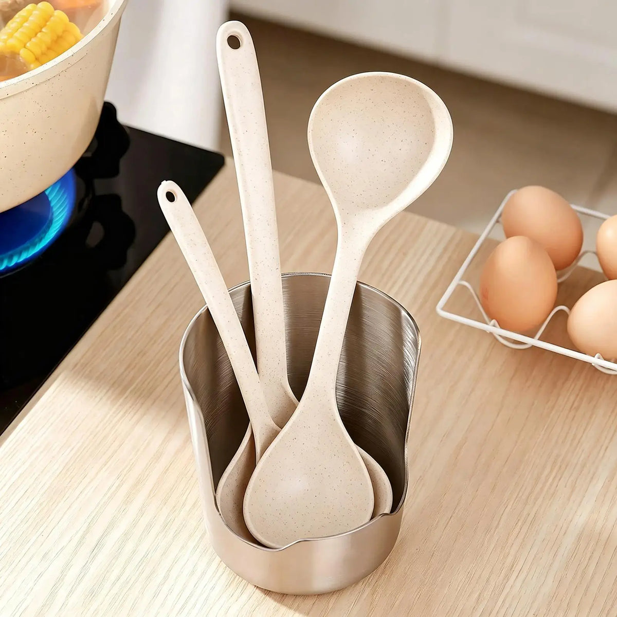 Stainless Steel Spoon Rest & Pot Lid Holder Kitchen Rack