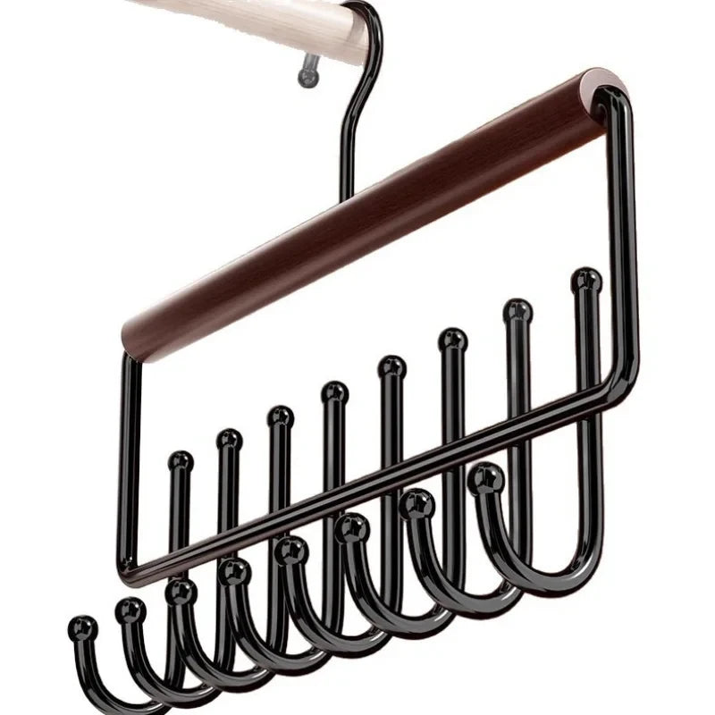 Wooden Hat Organizer Wall Mount Rack & Cap Holder Hooks
