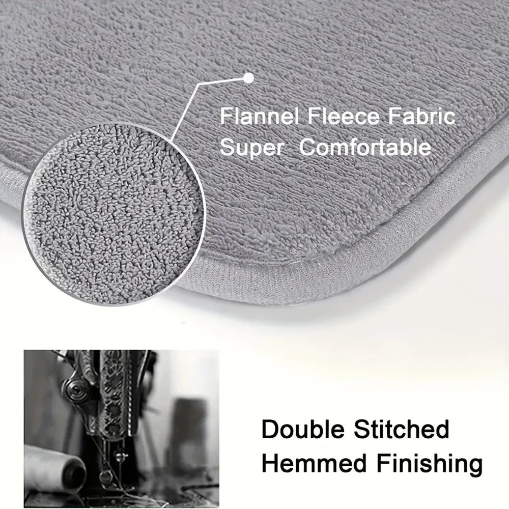L-Shaped Striped Flannel Floor Mat – Absorbent & Quick-Dry L-Shaped Floor Mat Nixie