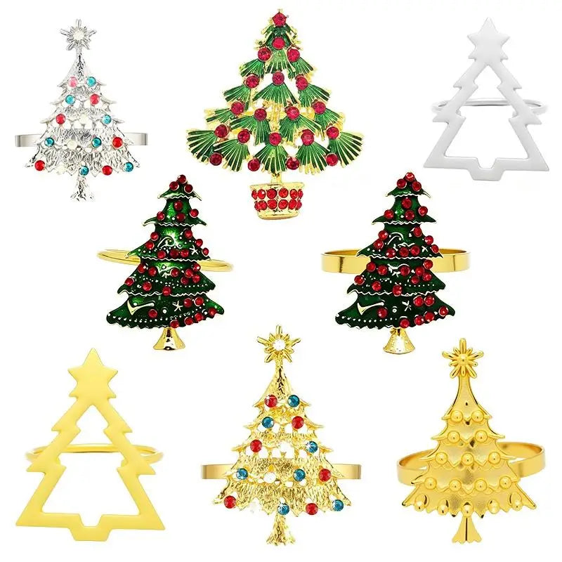 Christmas Berry Wreath Napkin Rings – Green Holiday Set of 6 Holiday Napkin Rings Nixie