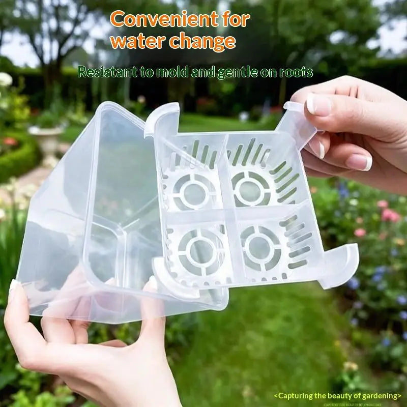Hydroponic Tulip Flower Pot with 4-Hole Breathable Basket