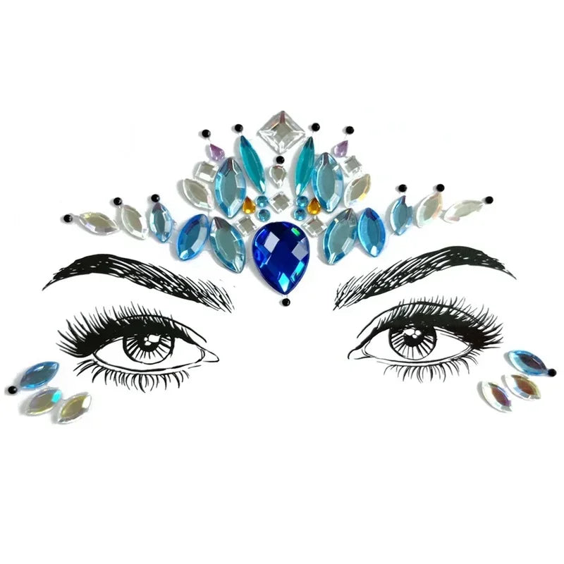 3D Crystal Rhinestone Face Stickers – Festival & Masquerade Face Gem Stickers Nixie
