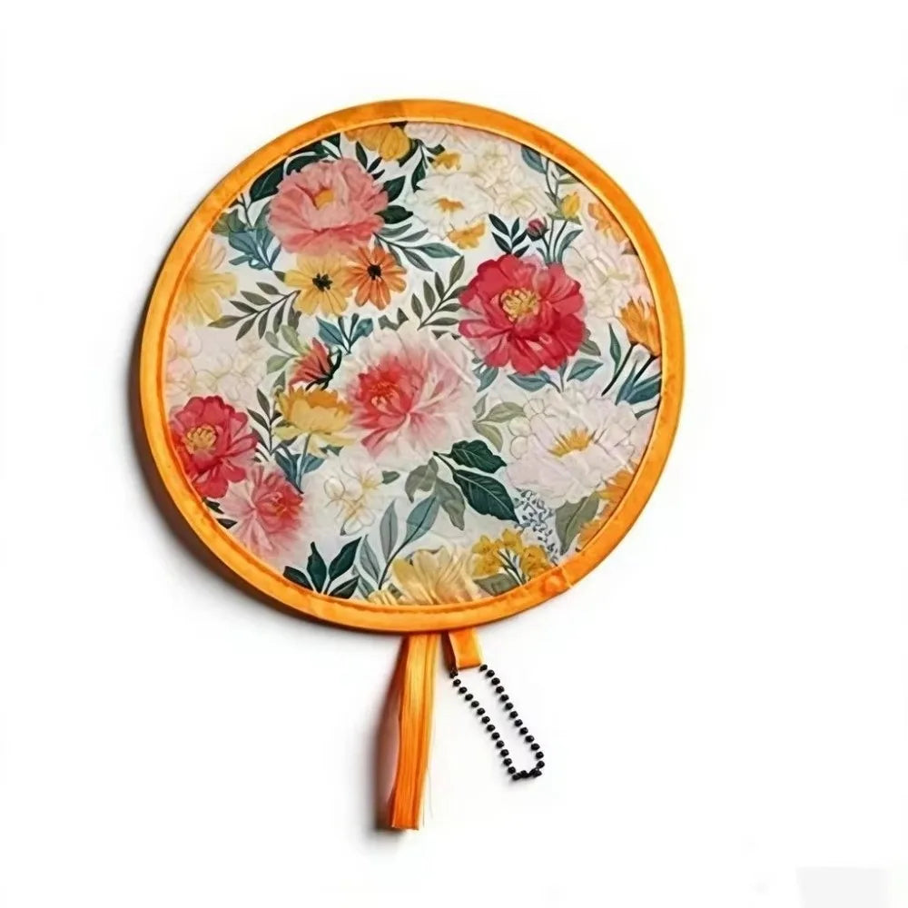 Round Foldable Handheld Fan with Storage Bag – 8 Styles