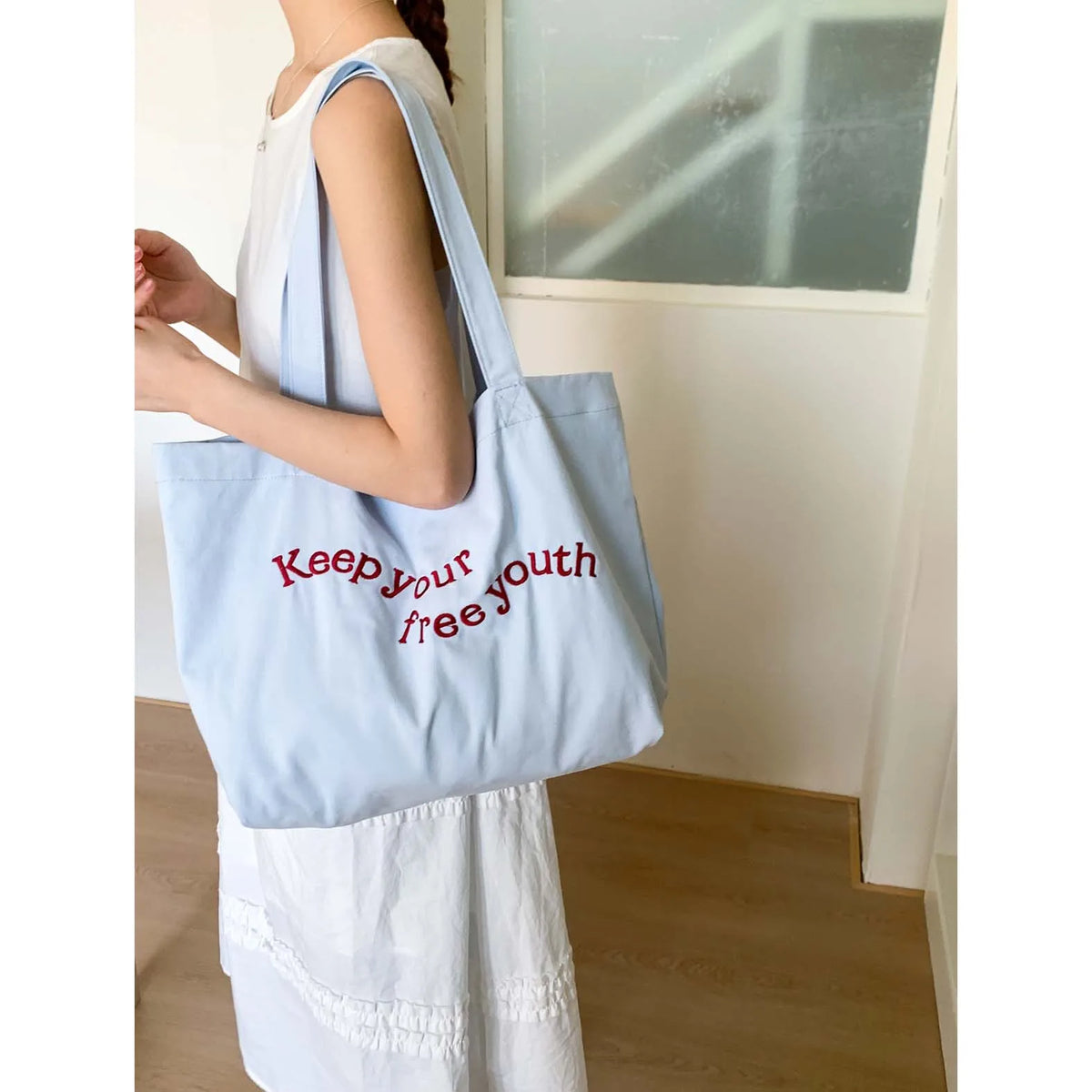 Large Canvas Tote Bag – Korean Style Women's Casual Shoulder Bag Canvas Tote Bag Nixie