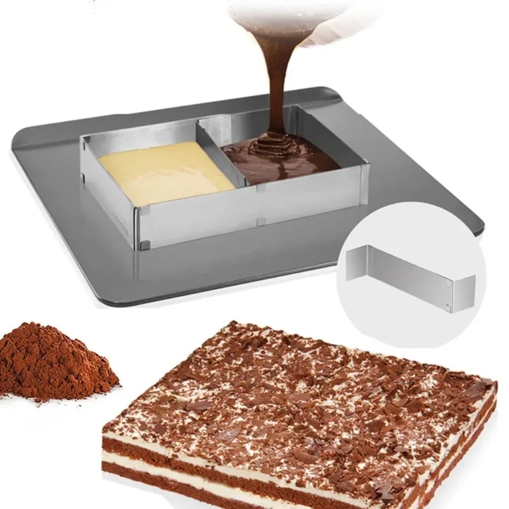 Adjustable Stainless Steel Square Cake Ring Mold for Mousse