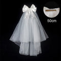 Two Layer Lace Edge Bridal Veil – Short White Tulle Wedding Veil