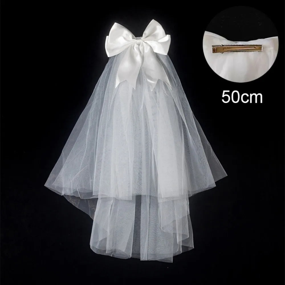 Two Layer Lace Edge Bridal Veil – Short White Tulle Wedding Veil
