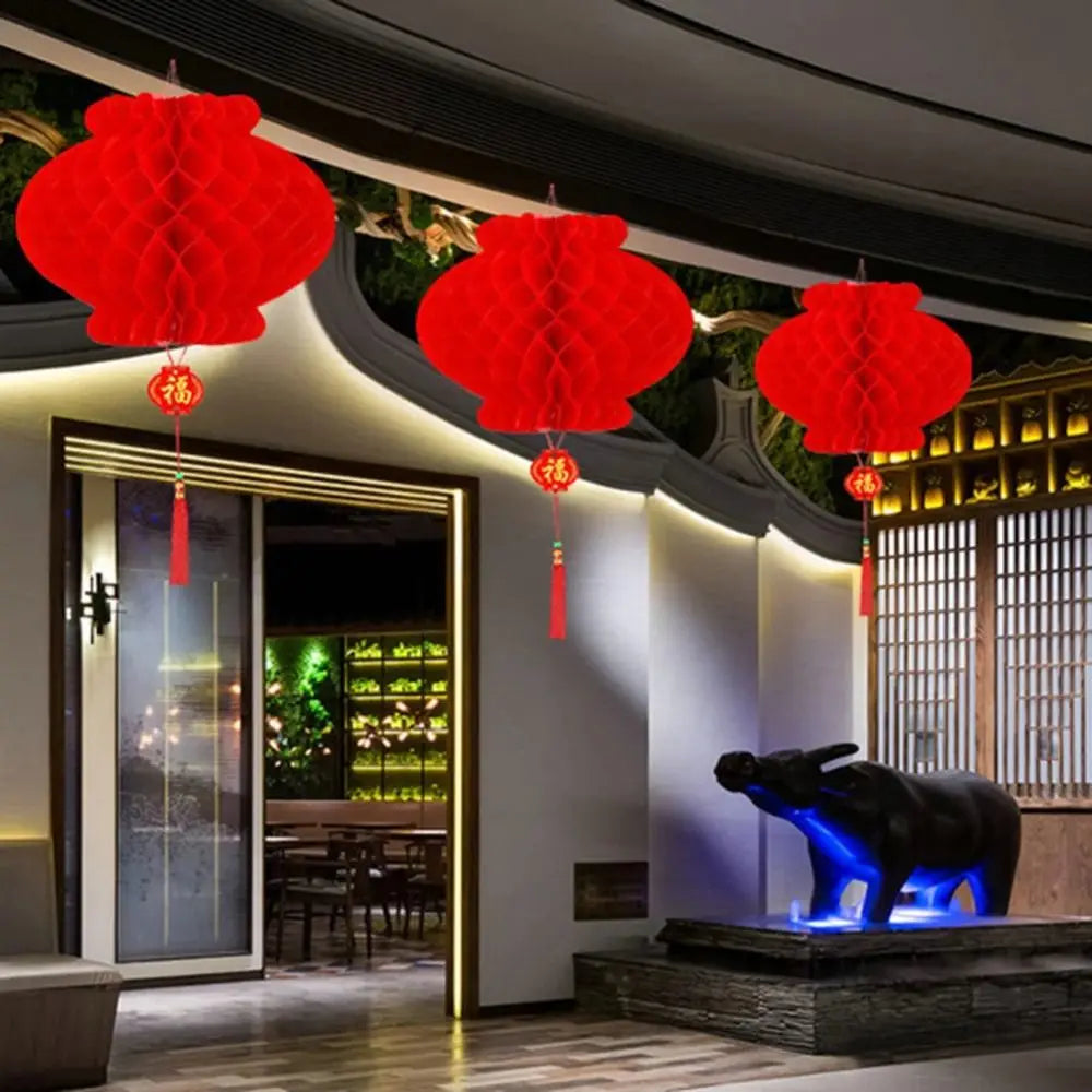 10Pcs Chinese Honeycomb Paper Lanterns – Festive Party Decor