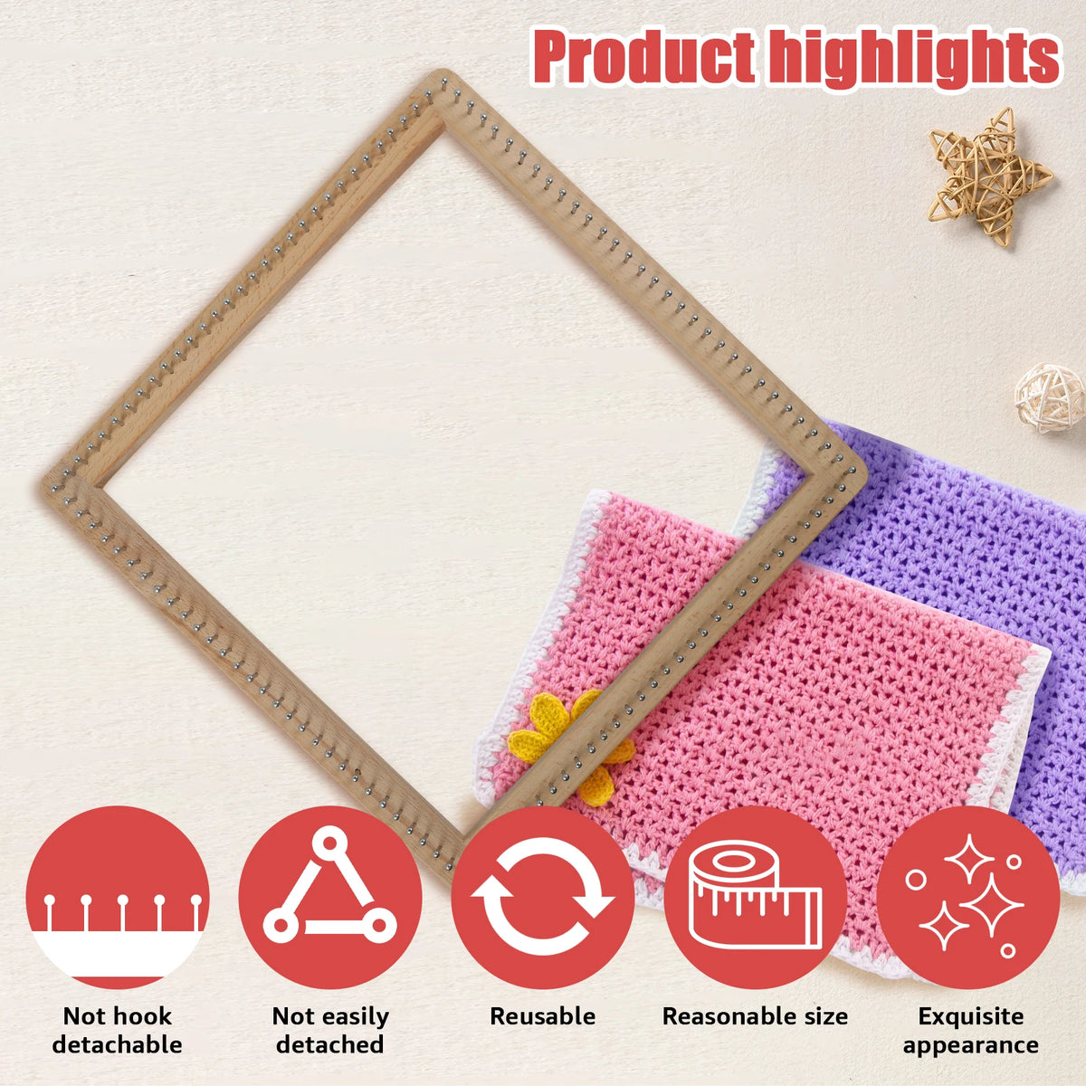 Square Beech Wood Knitting Loom Board – DIY Weaving Tool