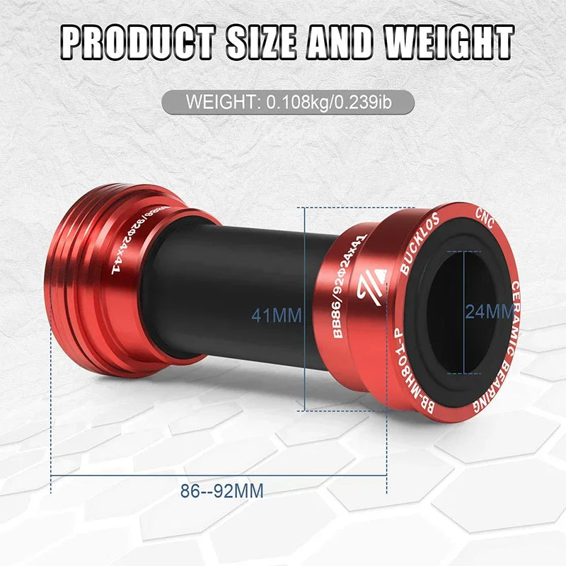 BUCKLOS BB86/92 Pressfit Bottom Bracket 24mm MTB Road Bike Pressfit Bottom Bracket Nixie