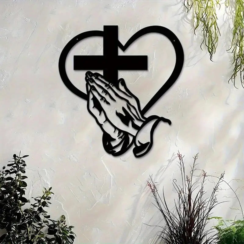 Iron Heart Cross Silhouette Metal Wall Art – Home & Garden Decor Metal Wall Art Nixie Default Title