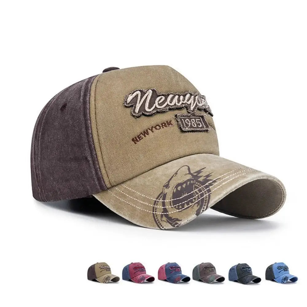 Two-Tone New York 1985 Distressed Washed Cotton Baseball Cap Baseball Cap Nixie