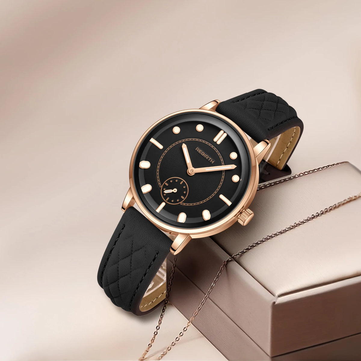 REBIRTH Retro Quartz Wristwatch Leather Band | Minimalist Dial Quartz Wristwatch Nixie