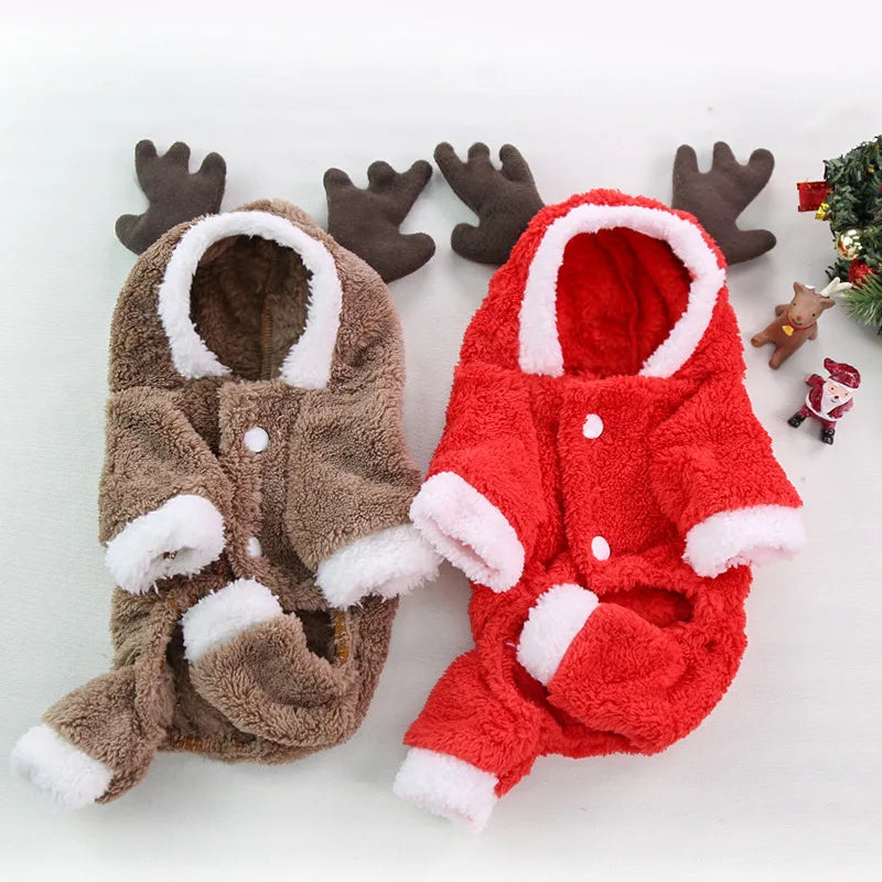 Winter Fleece Dog & Cat Jumpsuit – Warm Christmas Pet Pajamas Pet Jumpsuit Nixie