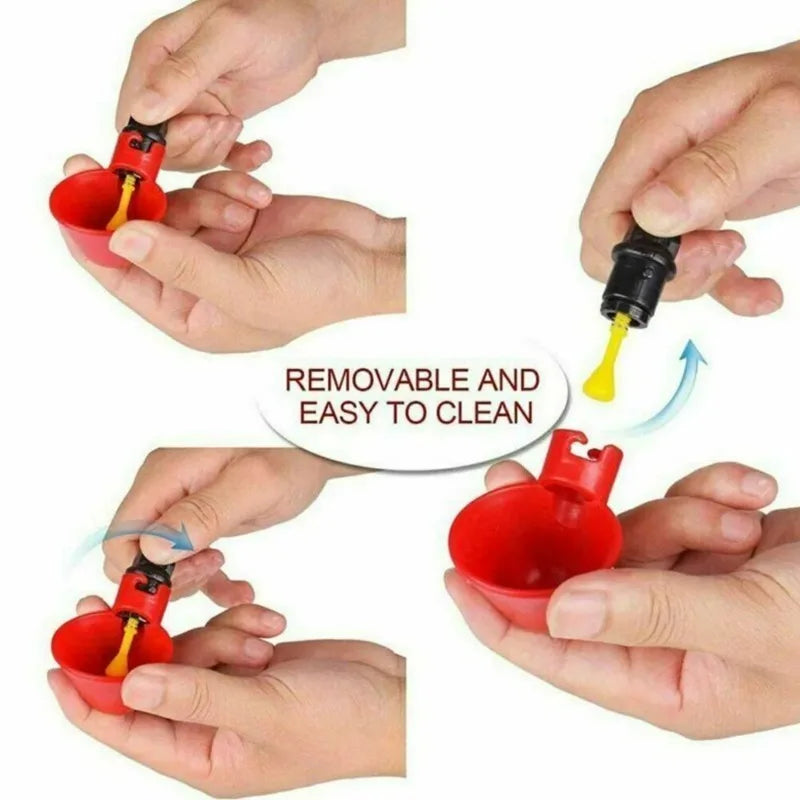 2Pcs Automatic Poultry Drinker Bowl Cups with Nipple Valve Poultry Drinker Bowl Nixie