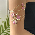 Boho Flower Upper Arm Cuff Bracelet – Adjustable Gold Armlet Arm Cuff Bracelet Nixie Pink