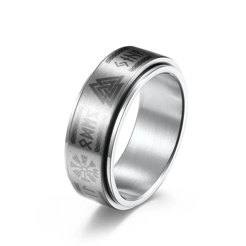 Spinner Fidget Ring Stainless Steel Punk Skull Star Unisex