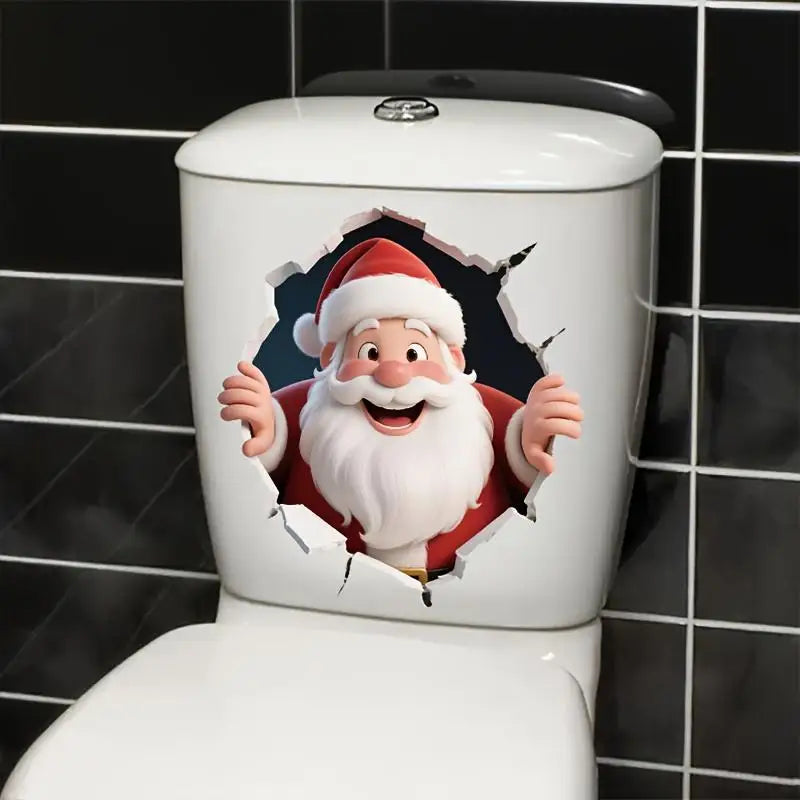 Christmas Santa Break-Through Window Decal PVC Sticker Xmas Decor Window Decal Sticker Nixie