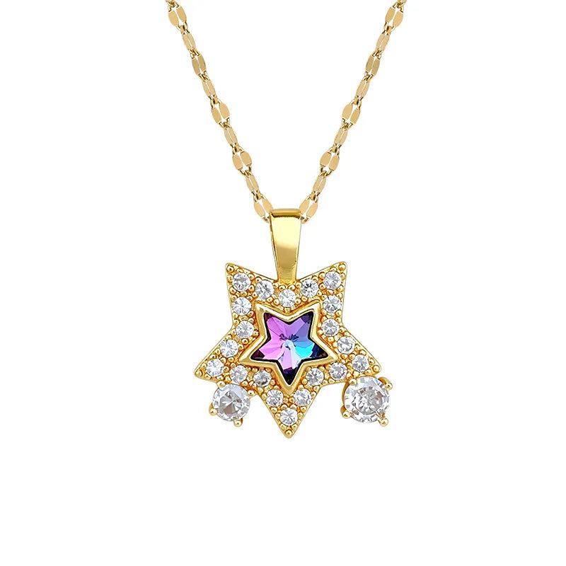 Luxury Star Pendant Necklace – Gold Stainless Steel Choker Women Pendant Necklace Nixie