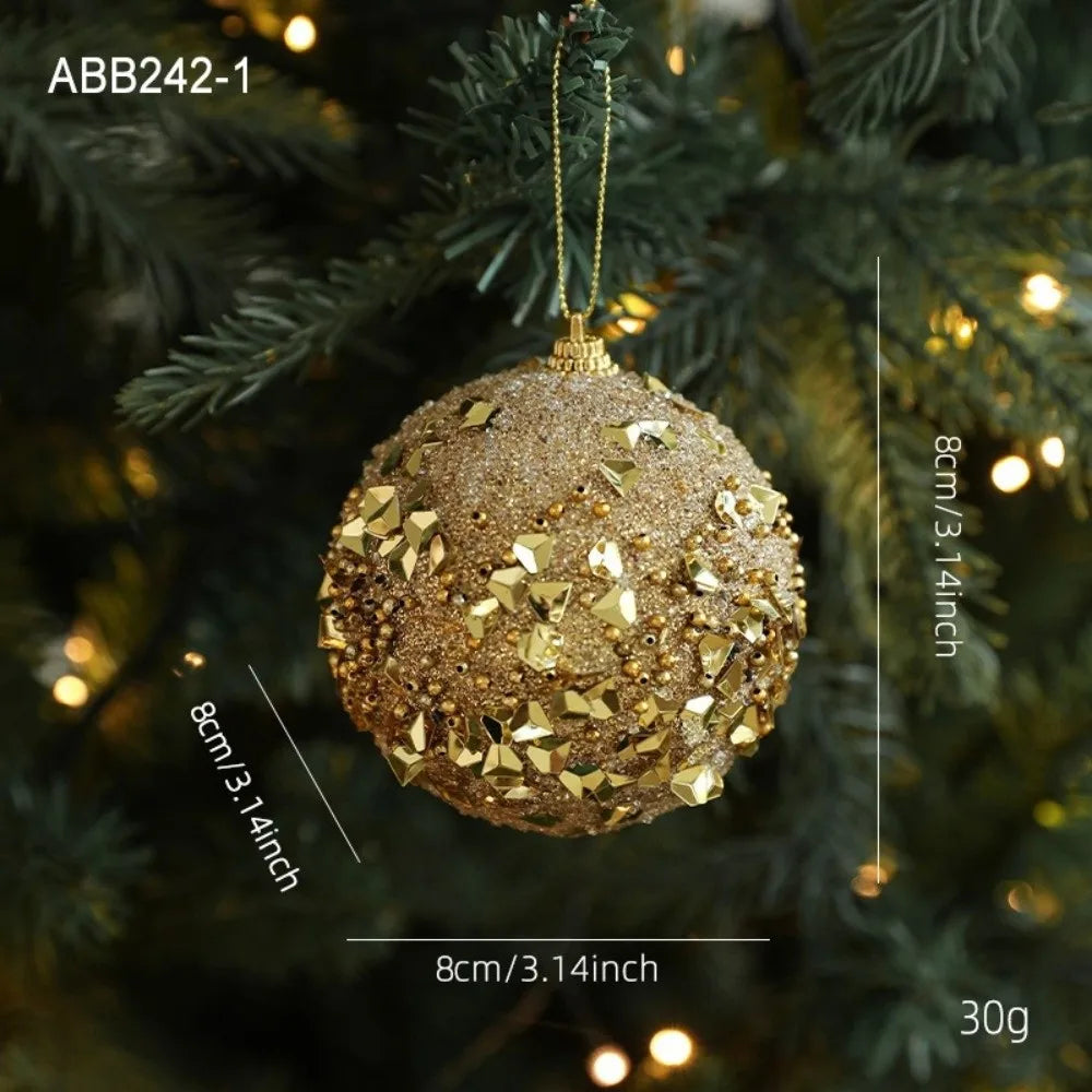 Gold Glitter Christmas Ball Ornament – Sequin Foam Pendant 8cm