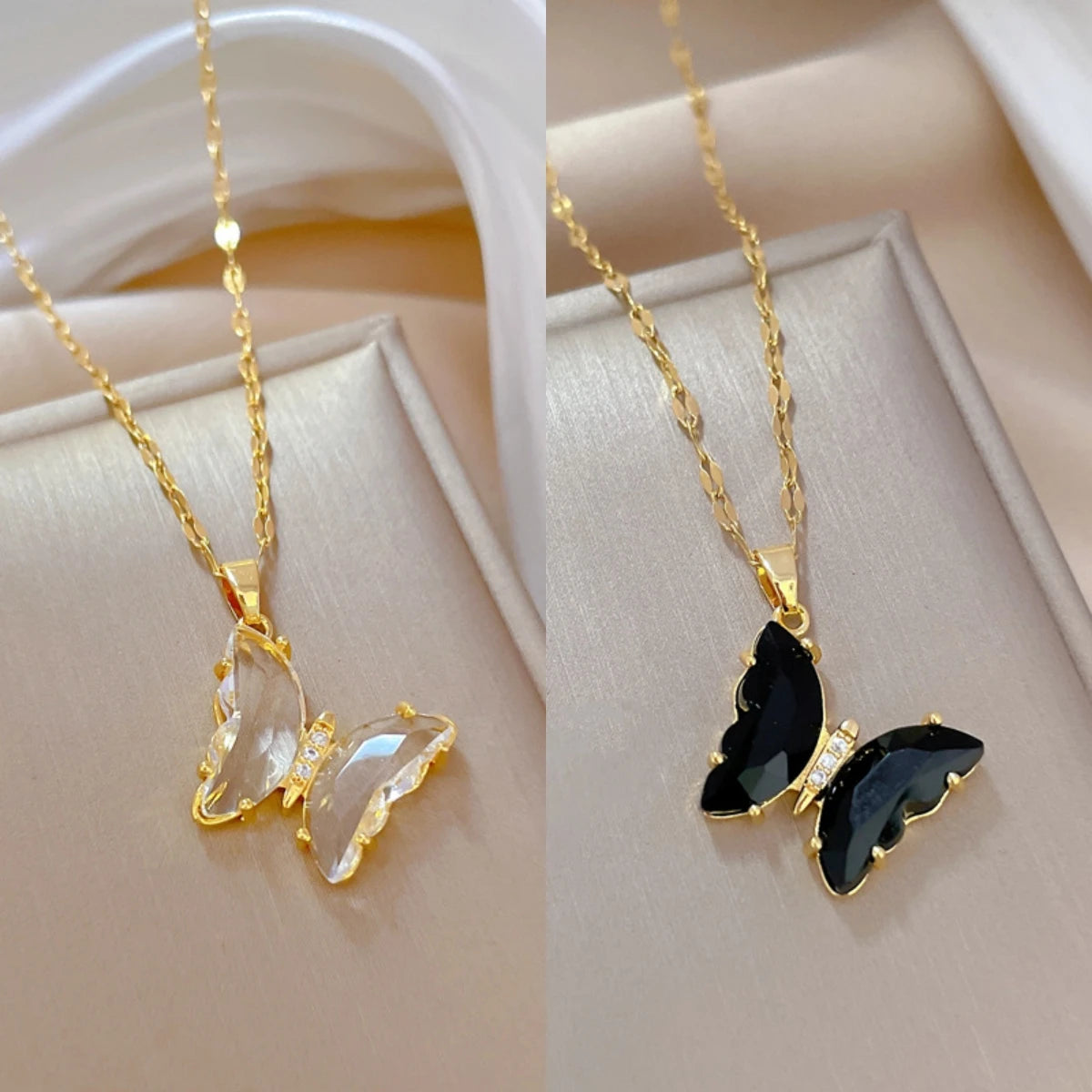 Butterfly Pendant Necklace Gold Stainless Steel Clavicle Chain Pendant Necklace Nixie