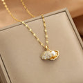 Women's Zircon Faux Pearl Copper Pendant Clavicle Necklace Pendant Necklace Nixie XL1548-18 40cm