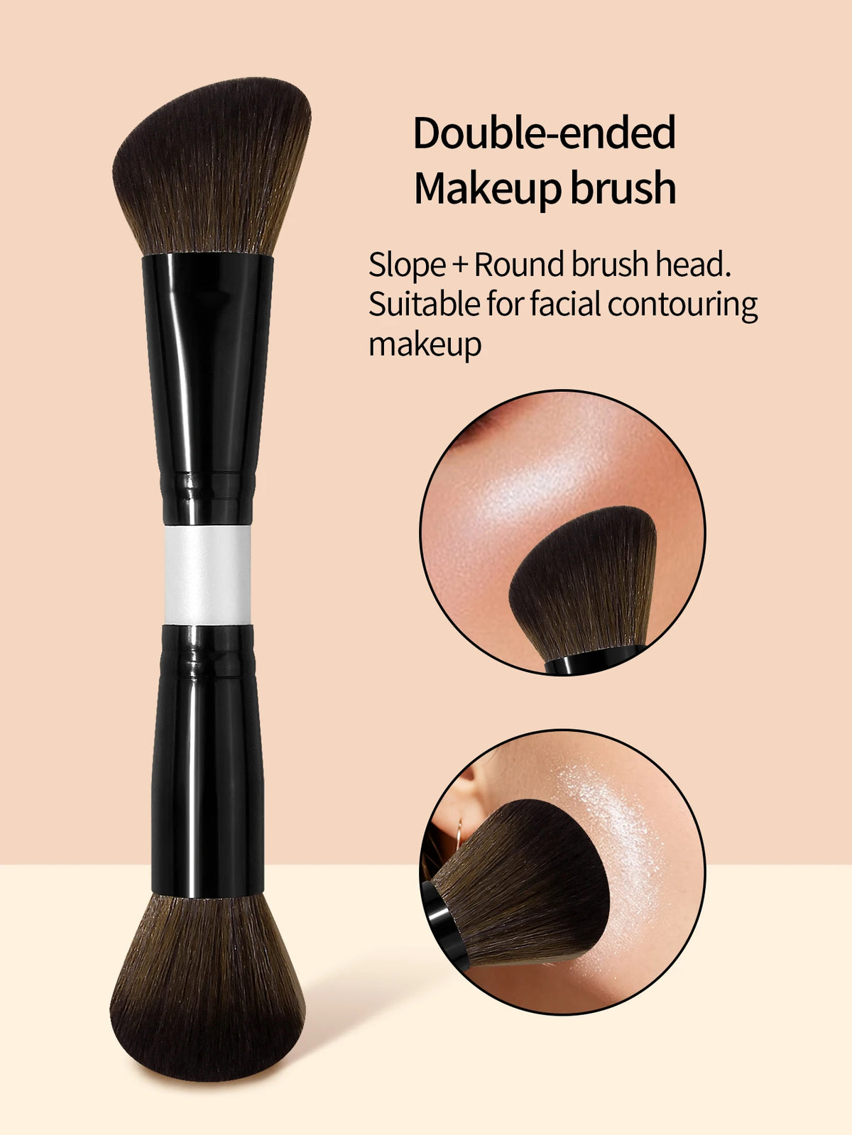 Nixie Double-Headed Makeup Brush – Contour Blush Powder Makeup Brush Nixie