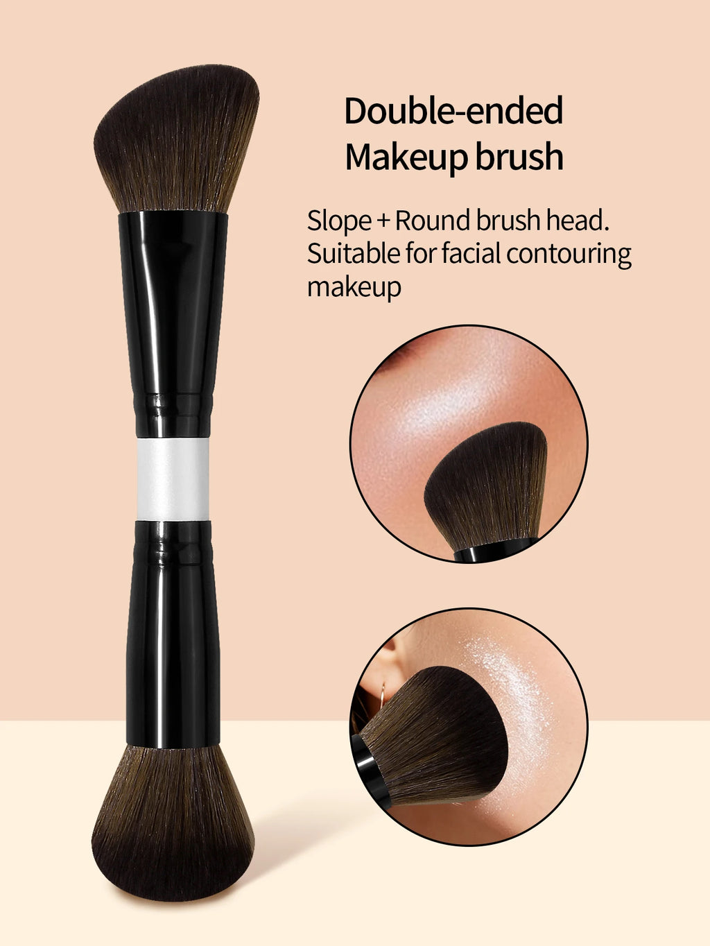 Dual-Ended Makeup Brush – Foundation, Powder, Blush & Contour Makeup Brush Nixie