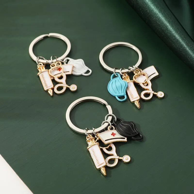3-Piece Medical Theme Keychain Set – Nurse Doctor Quirky Style Novelty Keychain Set Nixie