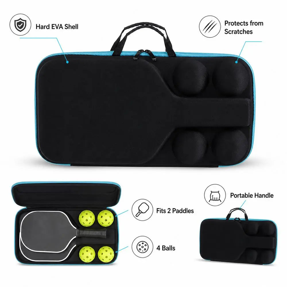 Hard Shell Pickleball Paddle Bag – Fits 2 Paddles & 4 Balls Pickleball Paddle Bag Nixie