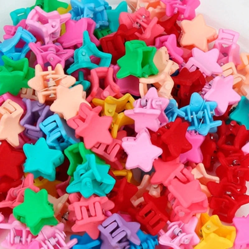 Kids Pentagram Hair Claws 50pcs Candy Colors with Bottle