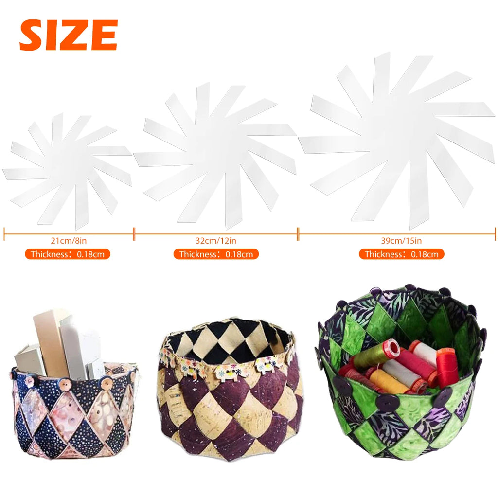 3-Piece Quilting Template Set – 8/12/15in Woven Spiral Basket Quilting Template Ruler Nixie