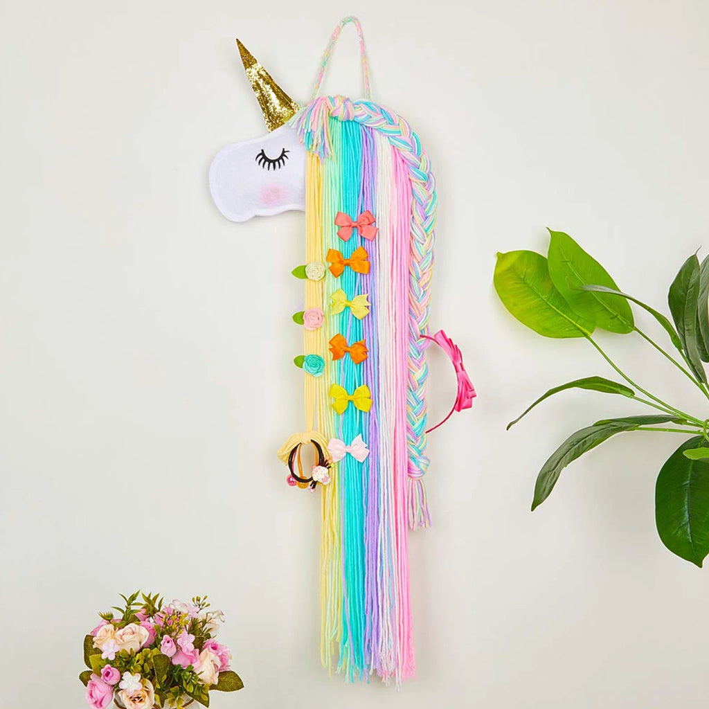 Rainbow Unicorn Hair Clip Organizer Wall Hanging for Girls Hair Accessory Organizer Nixie