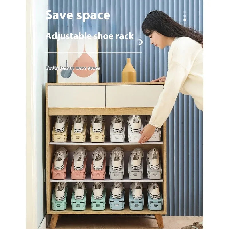 10-Pack Adjustable Stackable Shoe Rack Organizer Set